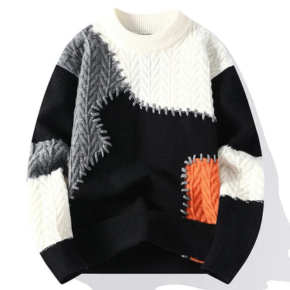 Men’s Colorblock Textured Knit Pullover Sweater