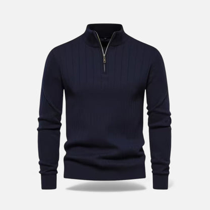 Men’s Minimalist Thermal Knit Zip-Up Sweater