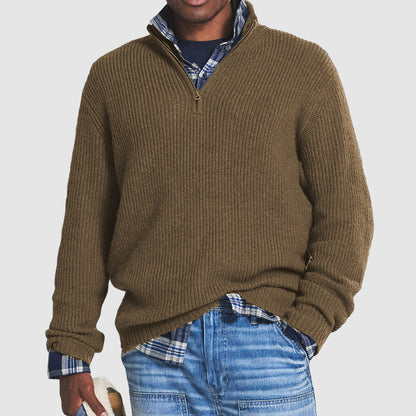 Men’s Ribbed Quarter-Zip Relaxed Knit Sweater