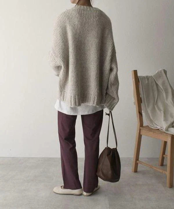 Women’s Chunky Knit Oversized Sweater with Side Pocket