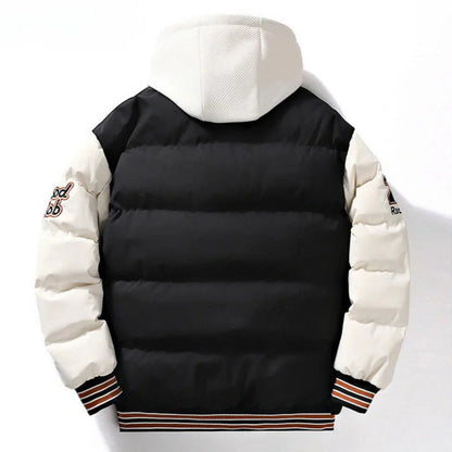 Men’s Hooded Quilted Collegiate Puffer Jacket