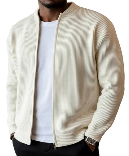 Men’s Lightweight Corduroy Stand-Collar Zip Cardigan