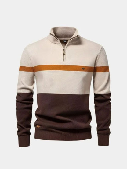 Men’s Cotton-Blend Quarter-Zip Stand Collar Pullover