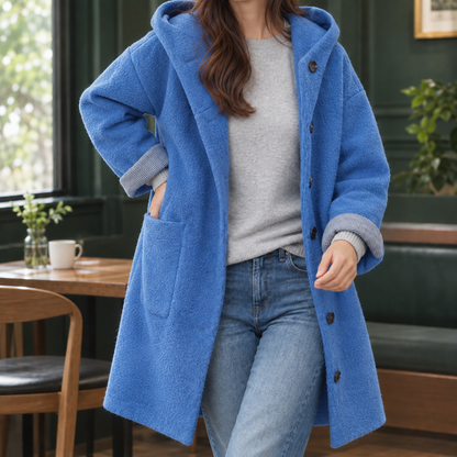 Relaxed Longline Hooded Wool-Blend Coat