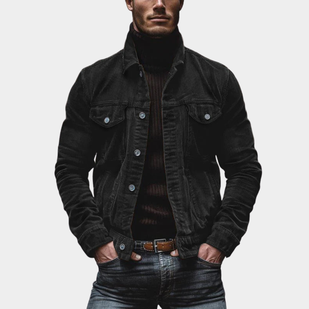 Men’s Ribbed Notch-Lapel Utility Chore Jacket