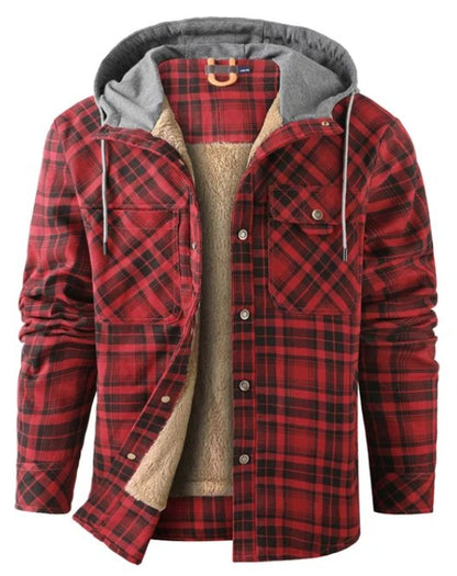Men’s Printed Fleece-Lined Hooded Shirt Jacket