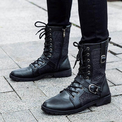 Men’s Rugged Lace-Up Boots with Adjustable Buckle Detail