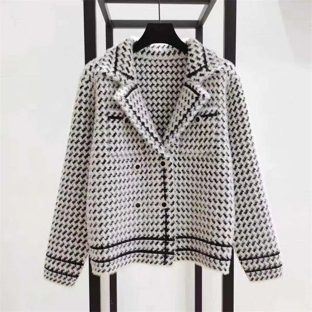Women’s Houndstooth Wool Cashmere Tailored Jacket
