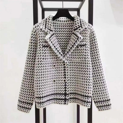 Women’s Houndstooth Wool Cashmere Tailored Jacket