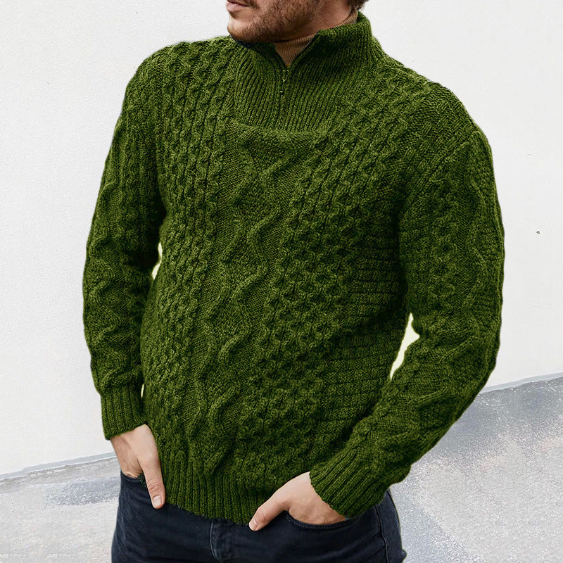Men’s Textured Knit Half-Zip Pullover Sweater