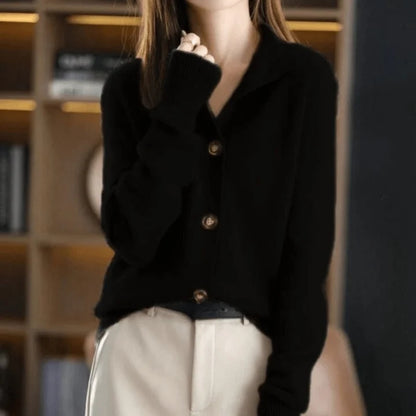 Women’s Cashmere-Blend Mock-Neck Button-Front Knit Cardigan