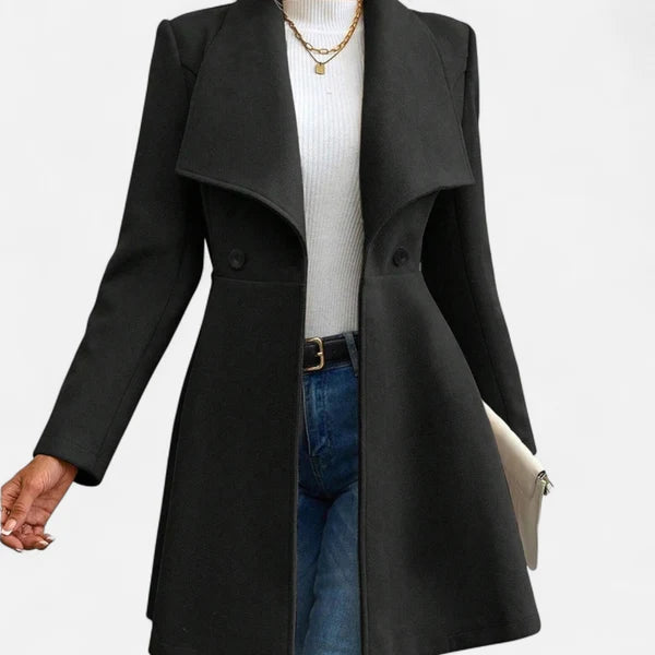 Women’s Tailored Wool-Blend Coat with Classic Lapels