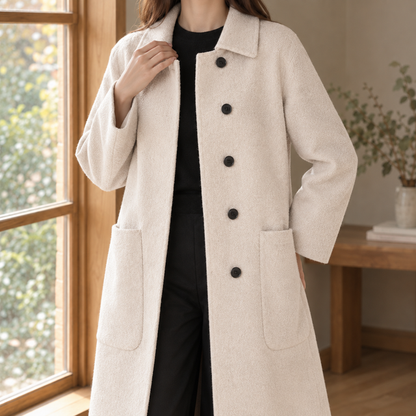 Women’s Longline Straight-Fit Wool Button Coat