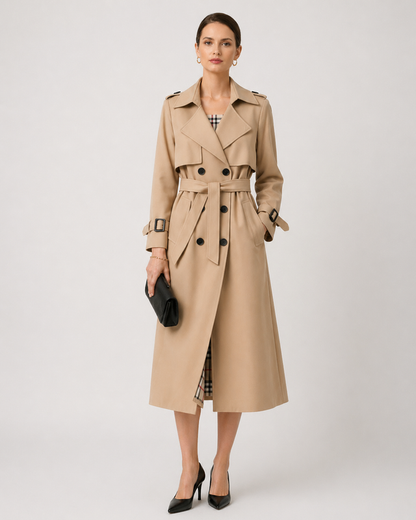 Women’s Tailored Long Belted Trench Coat
