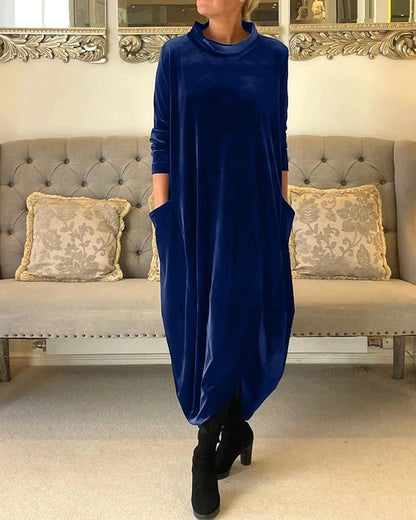 Women's Elegant Velvet Evening Dress with Relaxed Fit