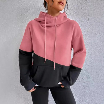 Women’s Oversized Colorblock Cowl Neck Pullover Hoodie