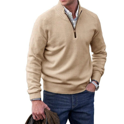 Men’s Cashmere Ribbed Quarter-Zip Pullover