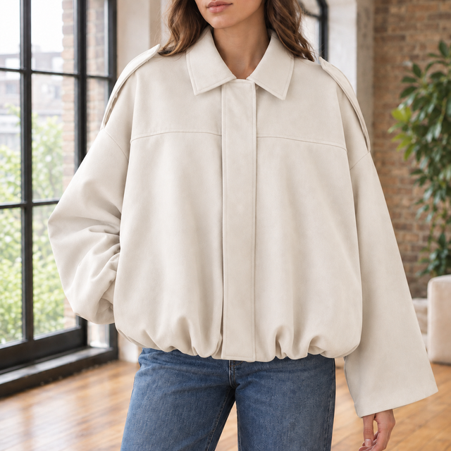 Women’s Cropped Suede Pilot-Style Jacket