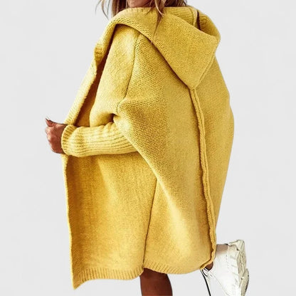Women’s Oversized Knee-Length Hooded Open-Front Knit Cardigan