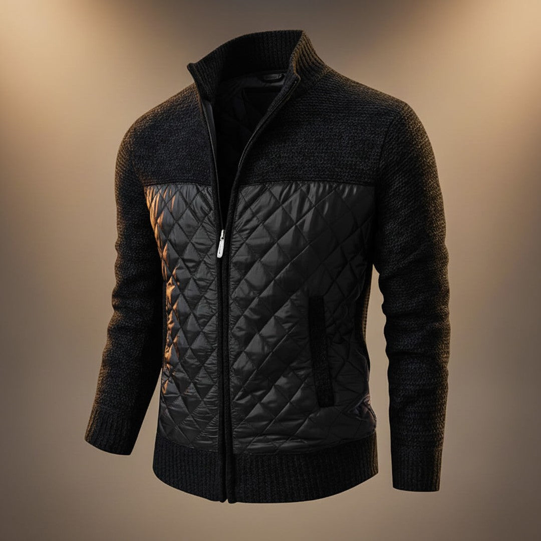Men’s Chenille Knit Quilted Zip-Front Jacket