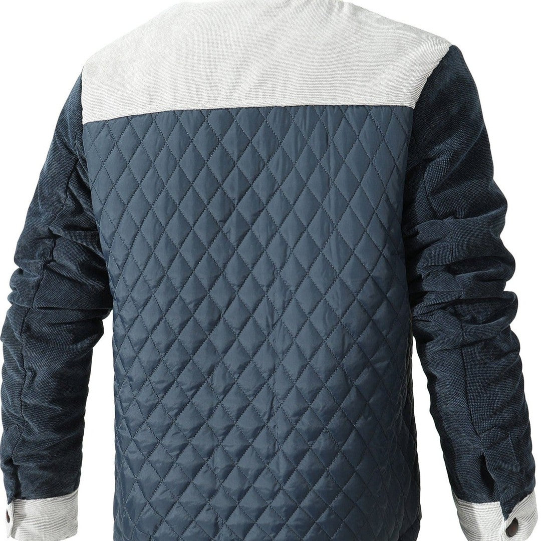 Men’s Lightweight Dual-Tone Diamond Quilted Travel Jacket