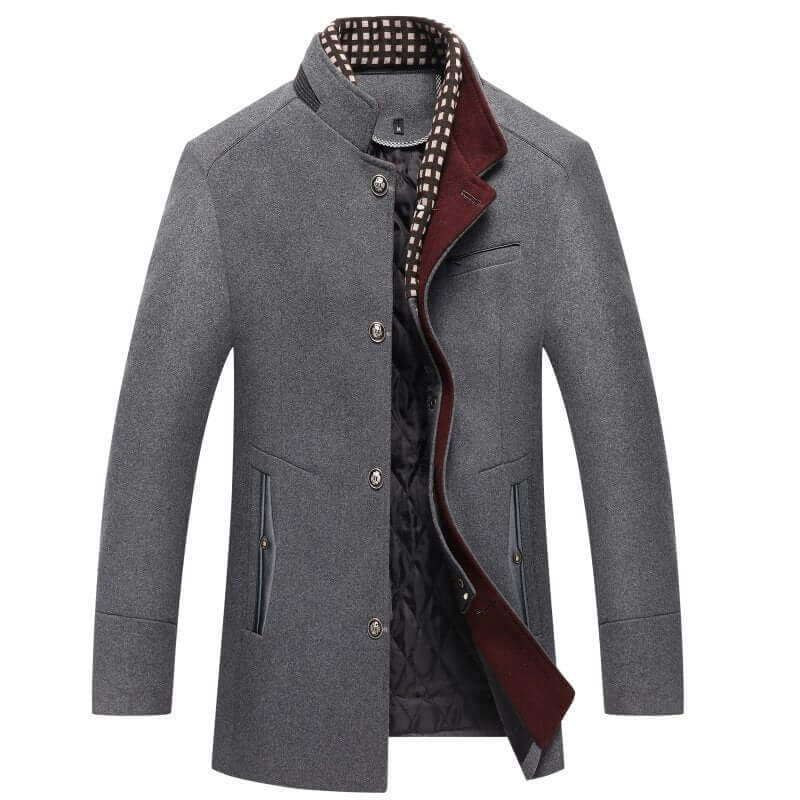Men’s Structured High-Collar Double-Breasted Winter Coat