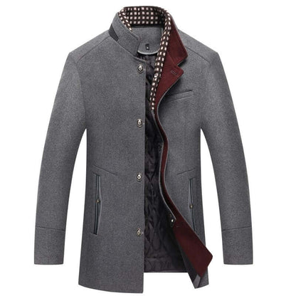 Men’s Structured High-Collar Double-Breasted Winter Coat