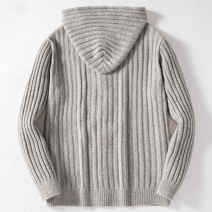 Men’s Cable Knit Hooded Button-Front Cardigan