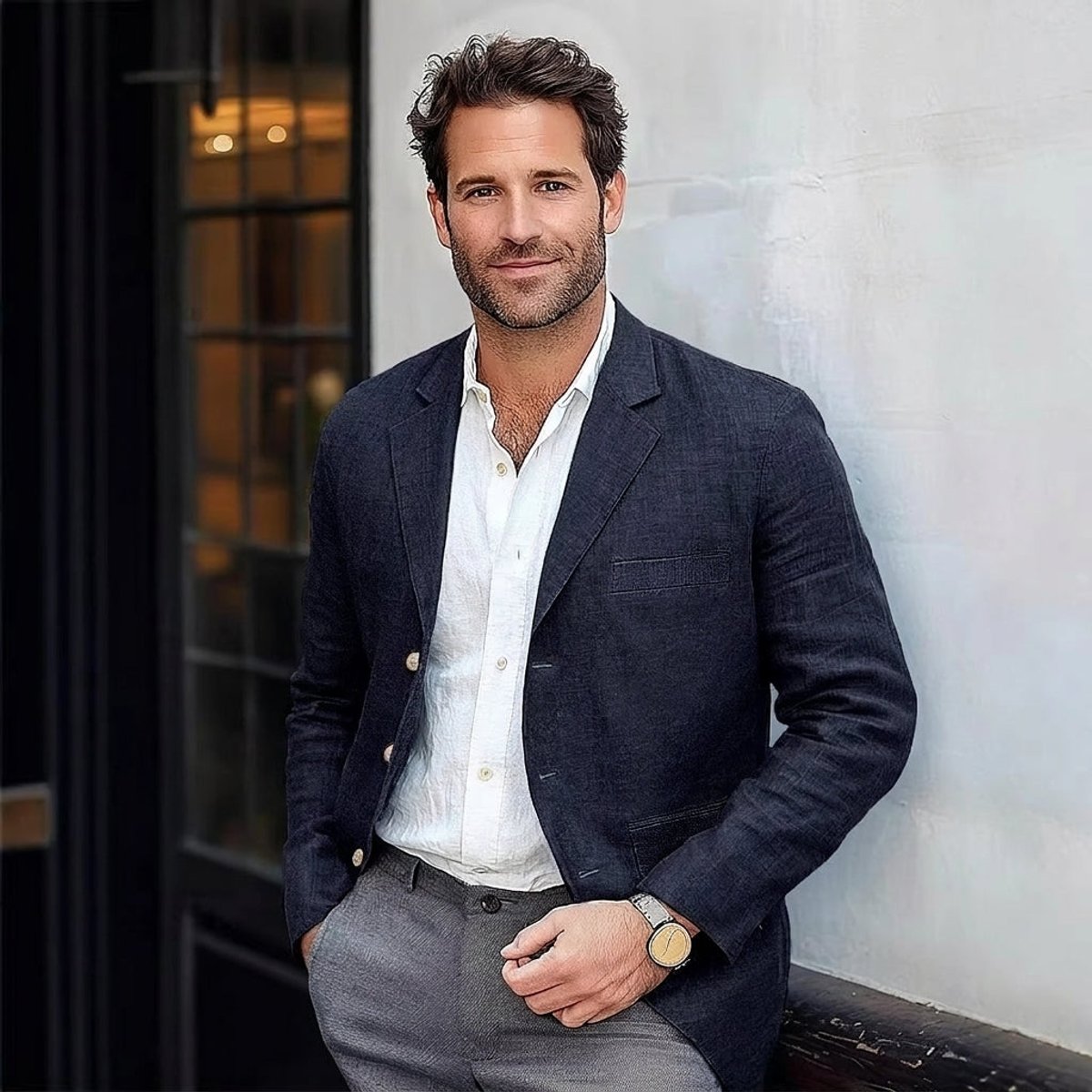 Men’s Relaxed Linen Blend Smart-Casual Blazer