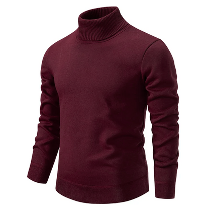 Men’s Ribbed High-Neck Classic Knit Pullover