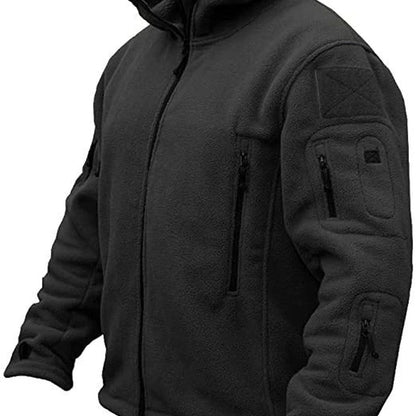 Men’s Fleece-Lined Hooded Multi-Pocket Outdoor Jacket