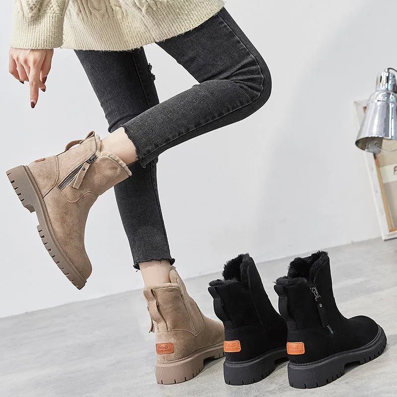 Women’s Faux-Fur Lined Winter Slip-On Boots with Supportive Sole