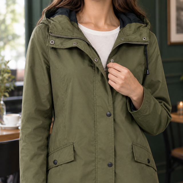 Women’s Mid-Length Hooded Utility Jacket