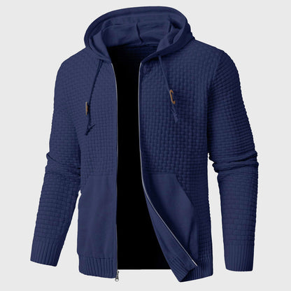 Men’s Textured Knit Full-Zip Hooded Jacket