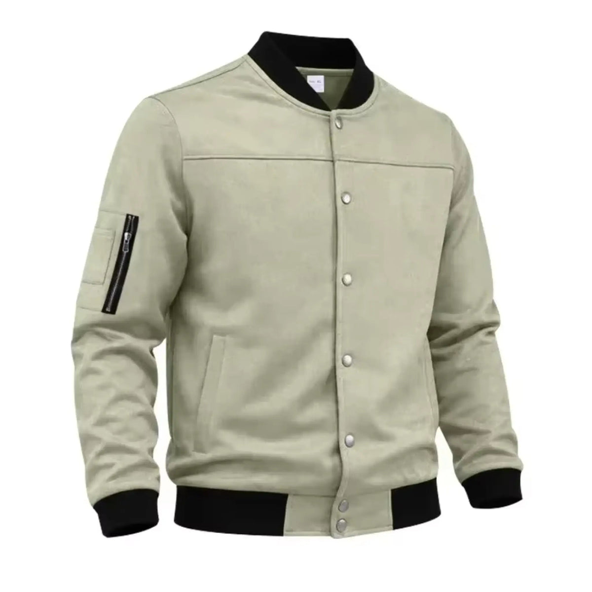 Men’s Suede-Texture Stand Collar Button-Up Jacket