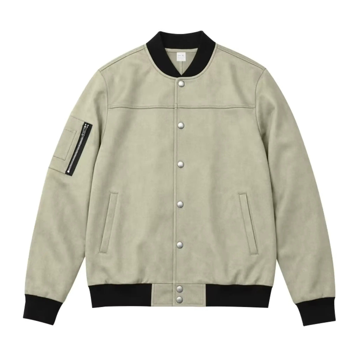 Men’s Suede-Texture Stand Collar Button-Up Jacket