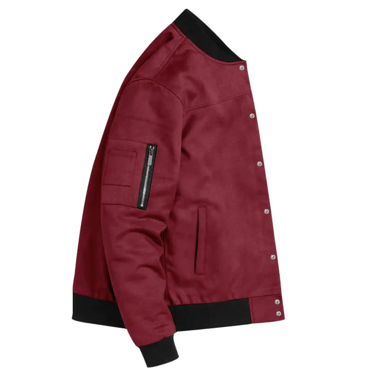 Men’s Suede-Texture Stand Collar Button-Up Jacket