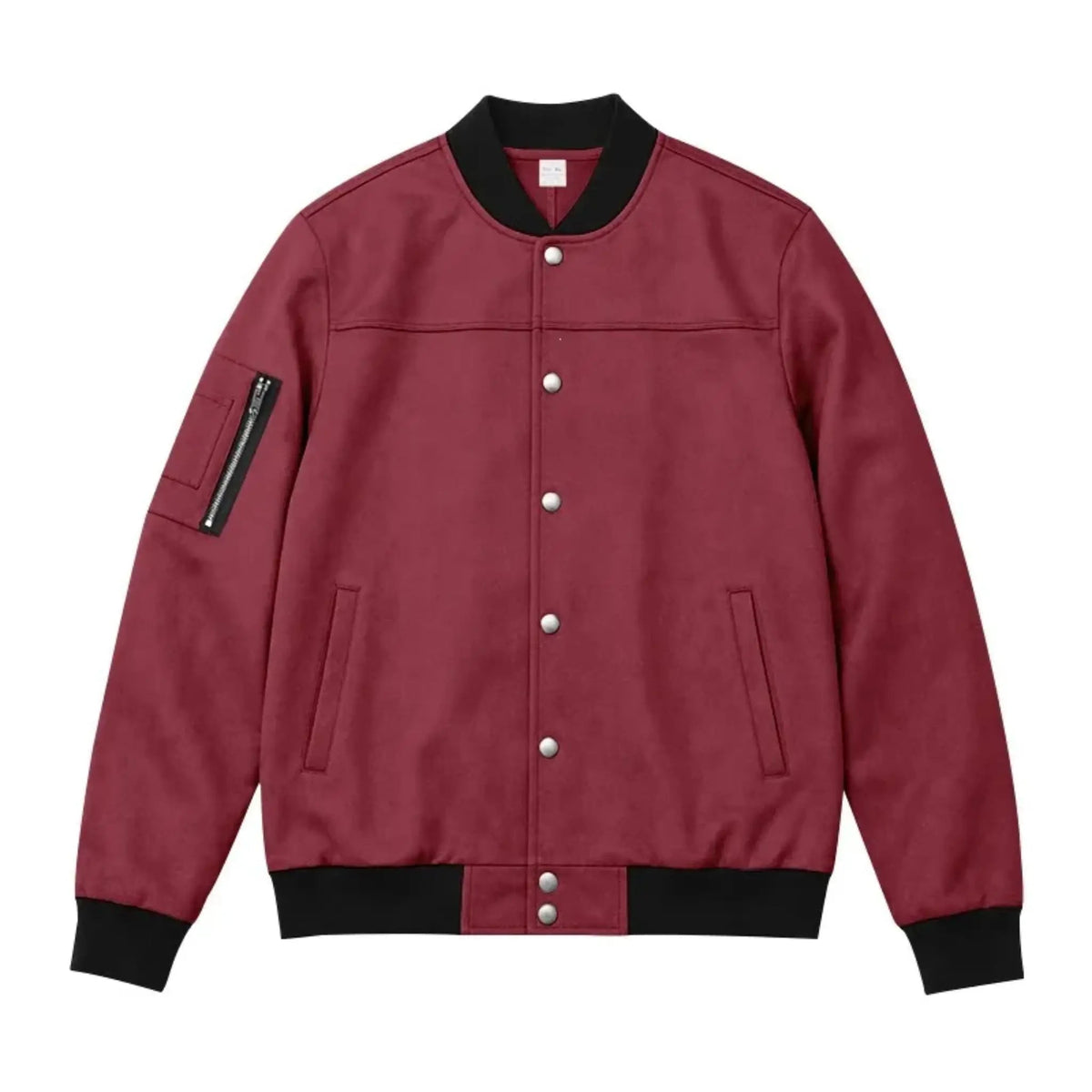 Men’s Suede-Texture Stand Collar Button-Up Jacket