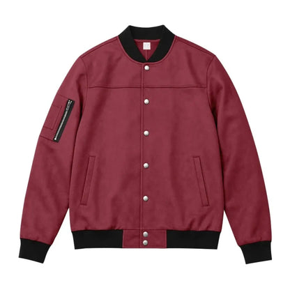 Men’s Suede-Texture Stand Collar Button-Up Jacket