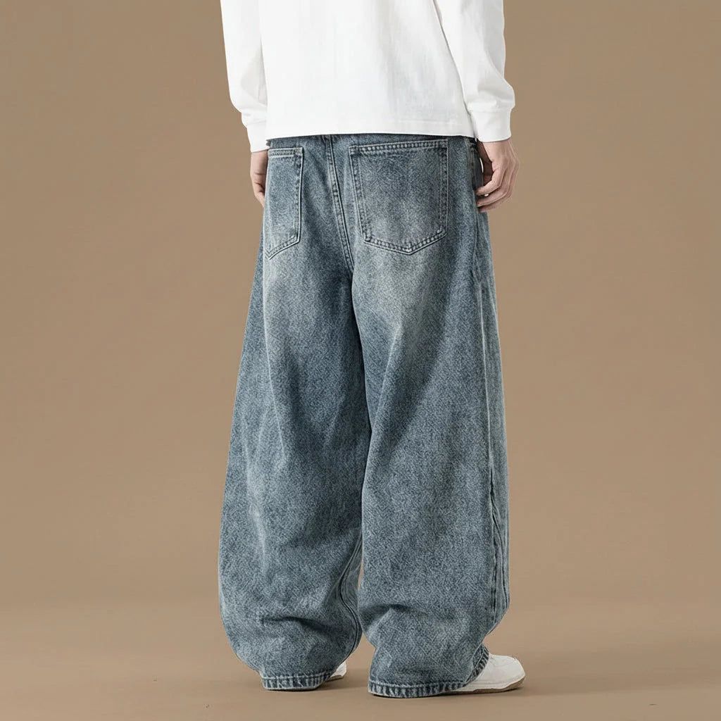 Men’s Oversized Heavyweight Denim Pants in Black