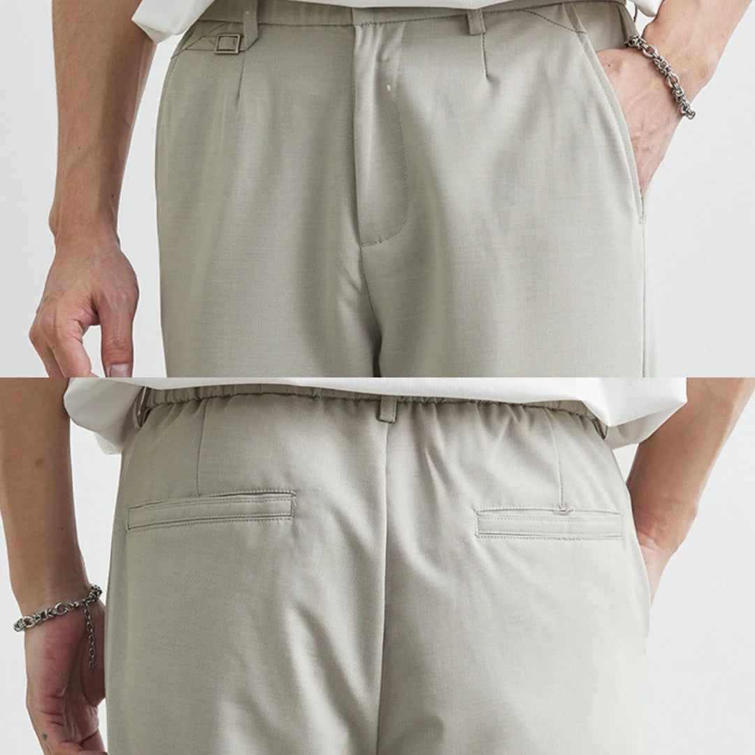 Men’s Relaxed Cotton-Linen Straight-Leg Trousers