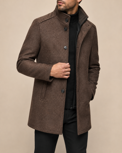 Men’s Structured High-Collar Button-Front Winter Jacket