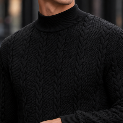 Men’s Slim Cable-Knit Turtleneck Sweater