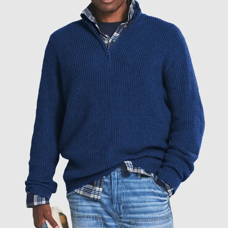 Men’s Ribbed Quarter-Zip Relaxed Knit Sweater