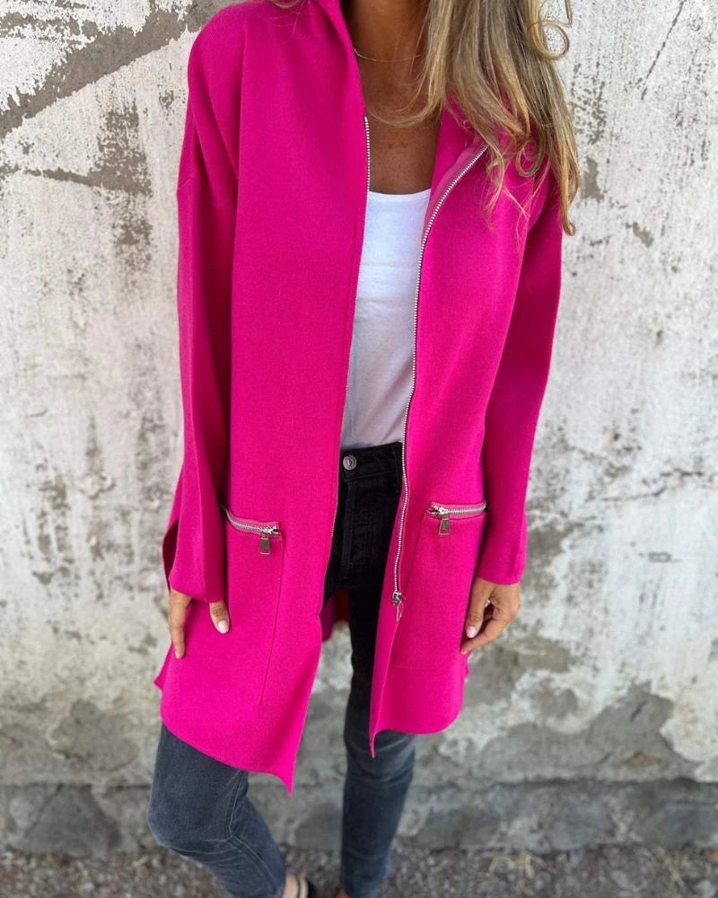 Women’s Longline Hooded Zip-Up Cardigan