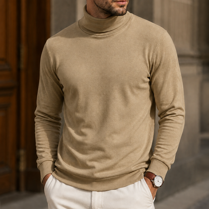 Men’s Slim-Fit High-Neck Knit Pullover