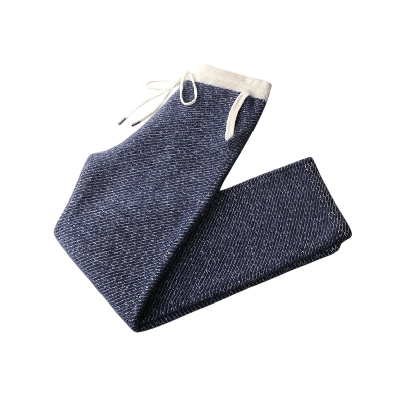 Men’s Relaxed Tapered Knit Lounge Trousers with Ribbed Cuffs