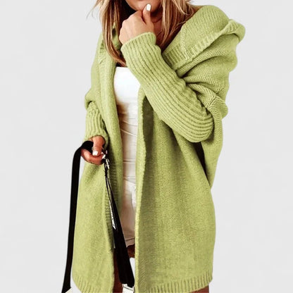 Women’s Textured Hooded Open-Front Knit Cardigan