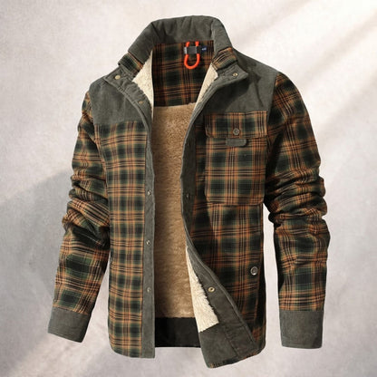 Men’s Sherpa-Lined Plaid Flannel Outdoor Jacket