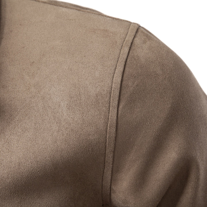 Men's Contrast-Collar Suede-Style Casual Jacket